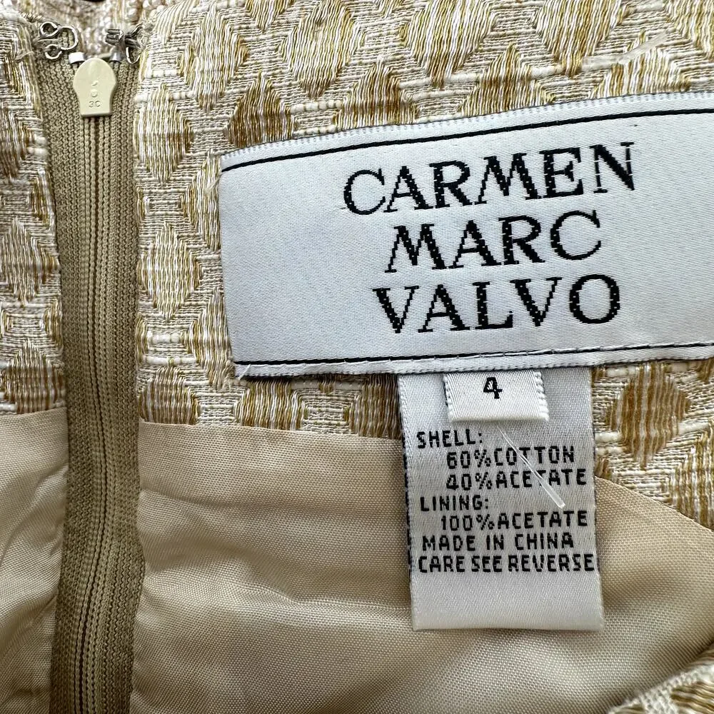 Vintage Carmen Marc Valvo Beaded Blouse 90s Embellished Top Zip Lined Beige 4 - Picture 3 of 5